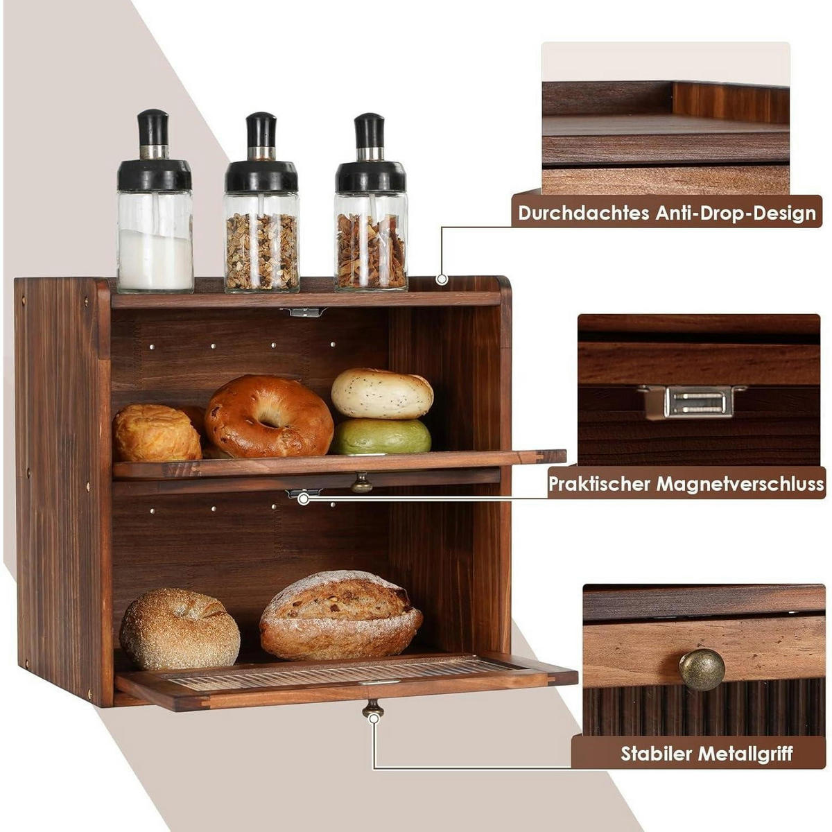 BROTKASTEN Holz 36 x 24 x 34 cm - Braun, Holz (24/34/36.5cm)