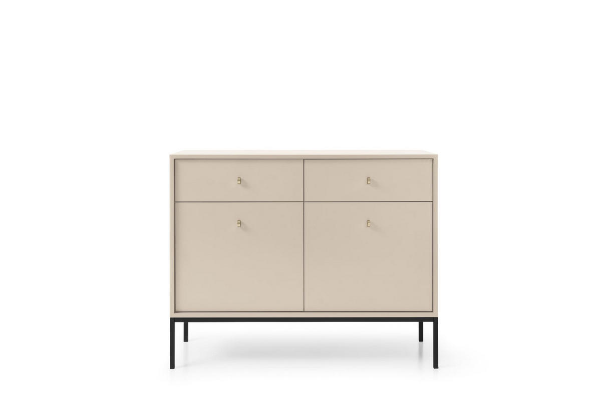 KOMMODE - kommode Melody II 2D2S Beige + Schwarz - Beige/Schwarz, Holzwerkstoff (104/83/39cm) - Möblo