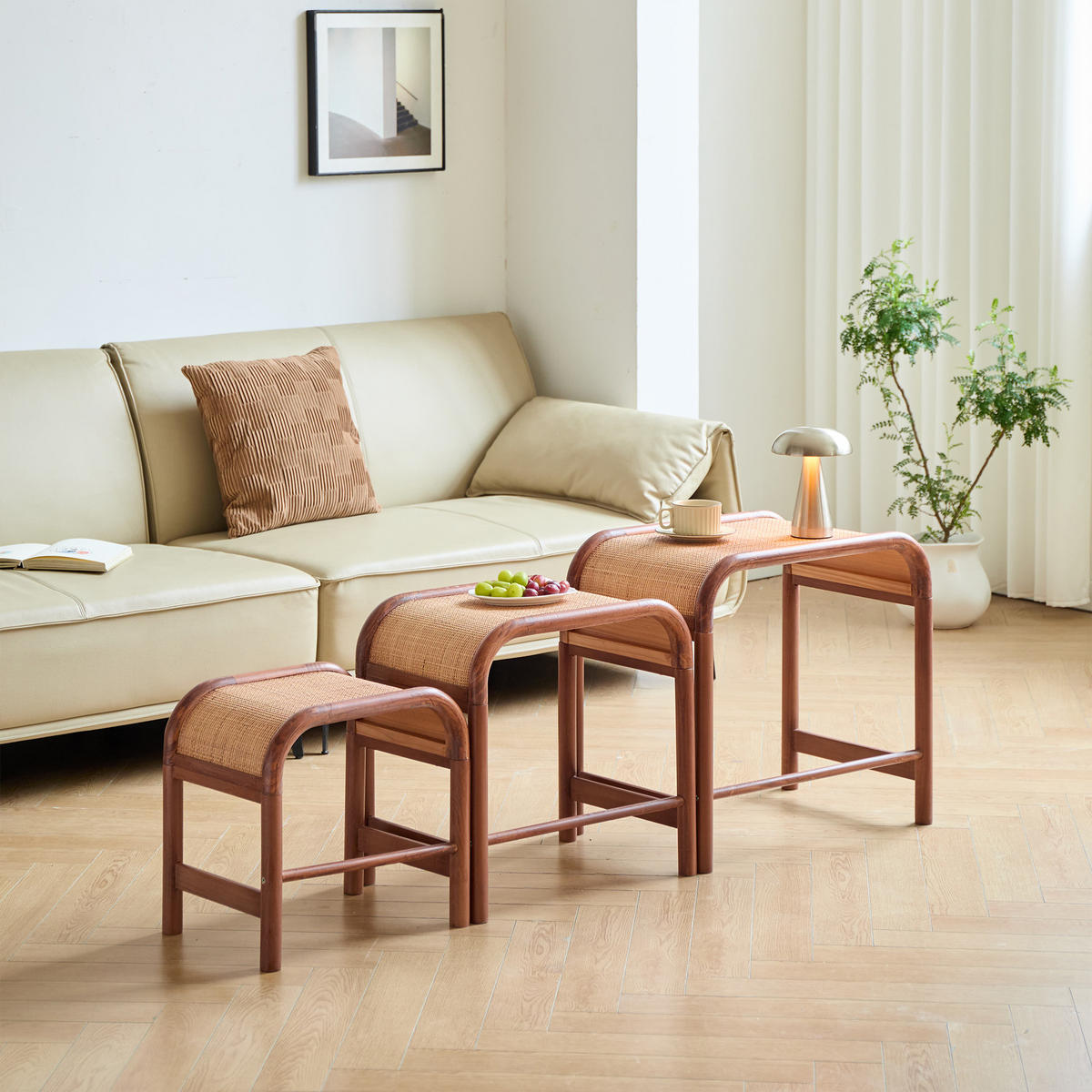 COUCHTISCH (2er Set) Rechteckig Braun - Braun, Holz (40/60/58cm) - Nordlys