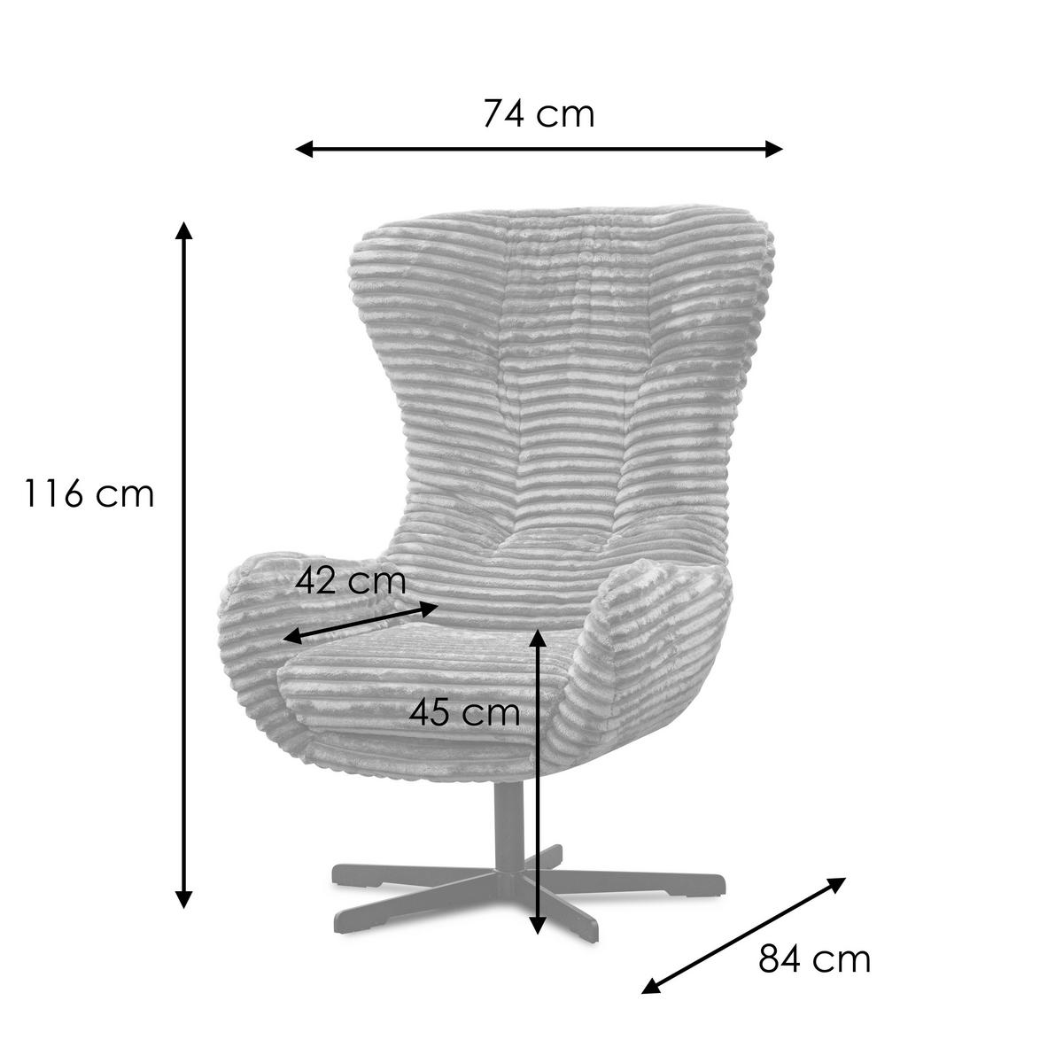 SESSEL MONACO 1-Sitzer, Cordstoff dunkelblau - Schwarz/Dunkelblau, Holz/Textil (74/116/84cm) - Courtois Laville
