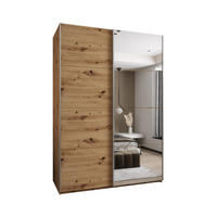 SCHWEBETÜRENSCHRANK 245,5/180/64 2-türig - Silberfarben/Eiche Artisan, Holz/Metall (180/245/64cm) - Abiks Möbel