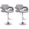 BARHOCKER Dubai, 2er Set, Gestell Metall in Chromoptik, Stoff Grau - Chromfarben/Grau, Textil/Metall (52/100/55cm) - TPFLiving