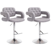BARHOCKER Dubai, 2er Set, Gestell Metall in Chromoptik, Stoff Grau - Chromfarben/Grau, Textil/Metall (52/100/55cm) - TPFLiving