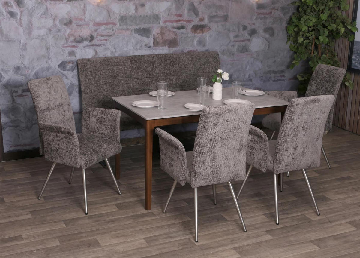 ESSZIMMER-SET Grau 5er-Set - Grau, Textil (160/100/65cm) - MCW