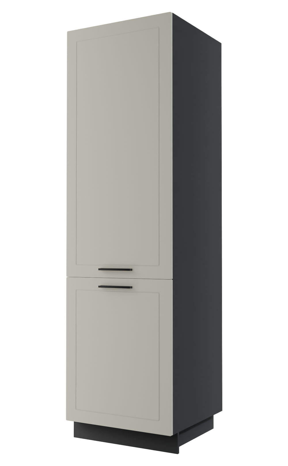 Feldmann-Wohnen Kühlschrankumbau Creme, Schwarz 60x207x59 cm