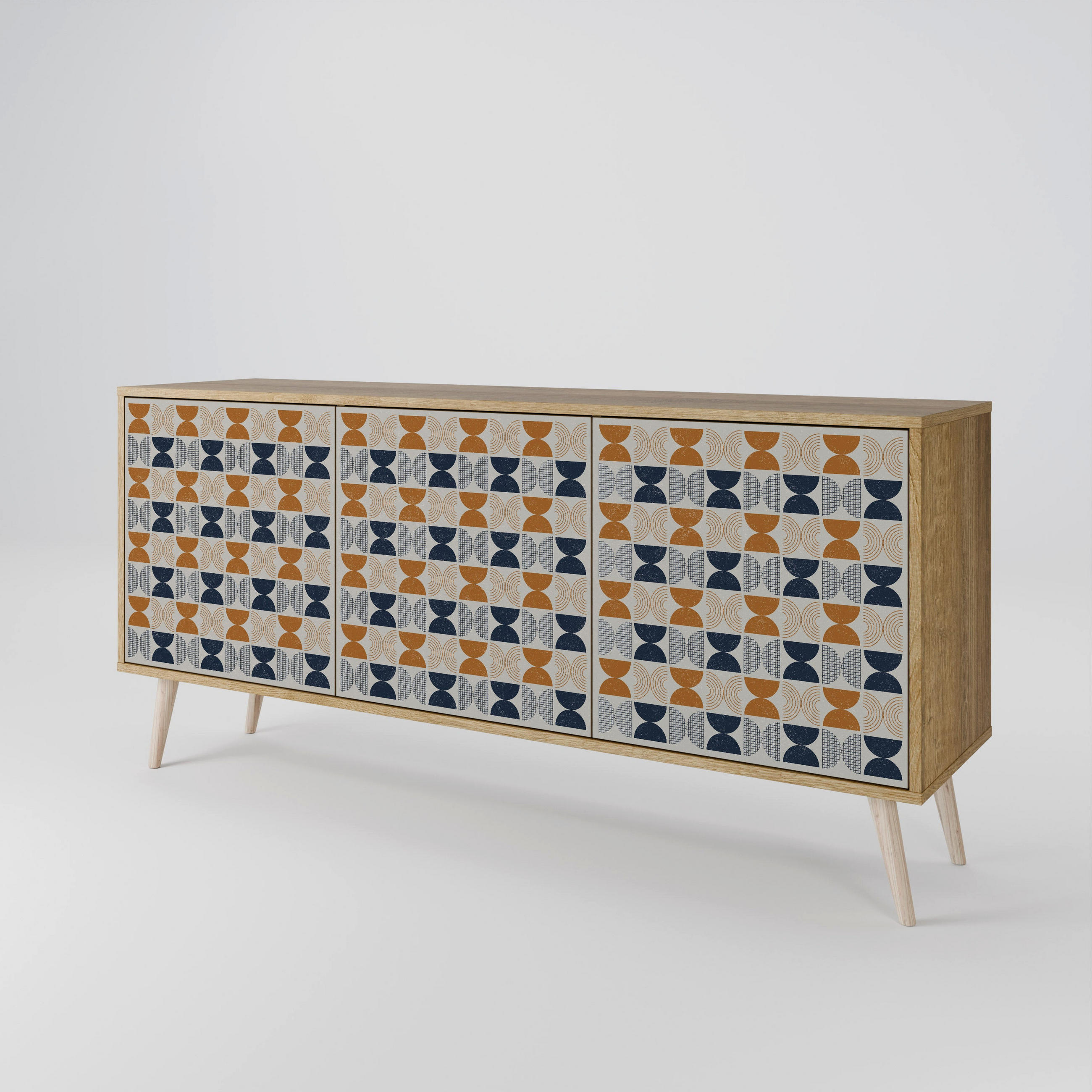 SIDEBOARD REFLECTION RANGE, Eicheneffekt, 164,5x42x77,5 cm, 3 Türen - Eichefarben/Buchefarben, Holzwerkstoff/Buchenholz (164.5/77.5/42cm) - SpaceRebels