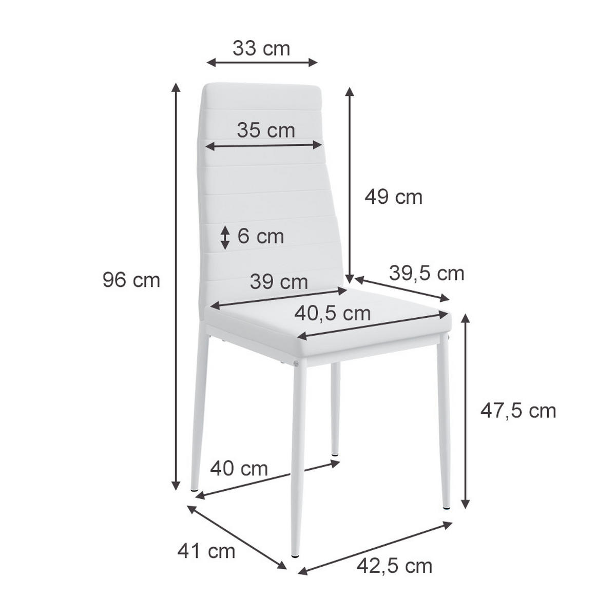 ESSZIMMERSTUHL Grand Weiß 42.5 x 48 cm 4er Set - Weiß, Kunststoff (42.5/96/48cm) - Vicco