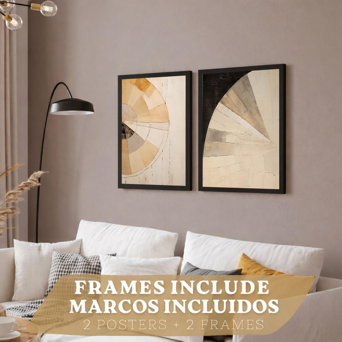 PLAKAT Sada 2 Black Abstract A3 Černý rám - černá, papír (29.7/1/42cm) - Nacnic
