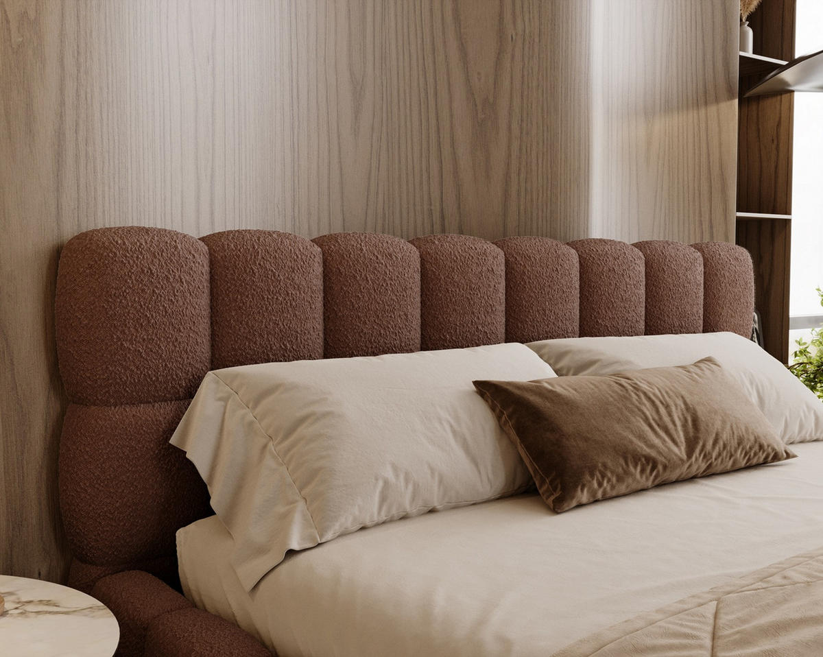POLSTERBETT ALMA 140 x 200 cm, Bubble, Bouclé, braun - Braun, Textil (140/200cm) - Labett
