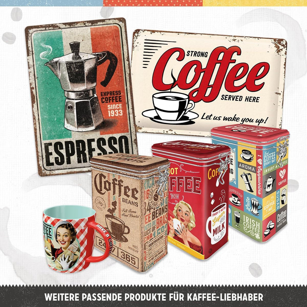 KAFFEETASSE 330 ml Coffee Collage - Multicolor, Keramik (0.33L) - Nostalgic-Art