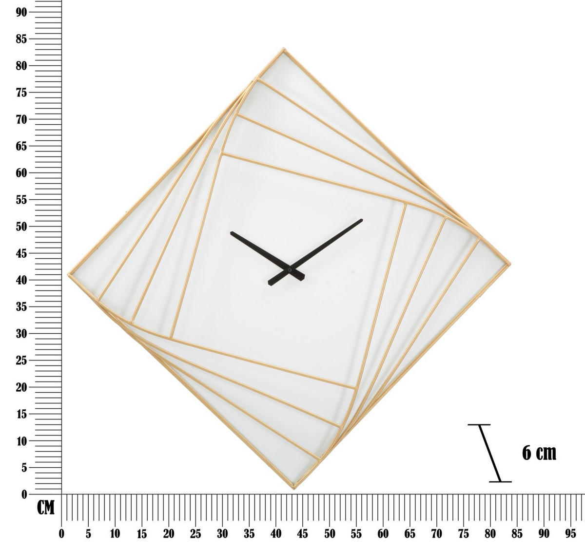 WANDUHR Goldy Line, goldfarben, Eisen und Kunststoff, 85 x 6 x 85 cm - Goldfarben, Kunststoff/Metall (85/85/6cm) - Mauro Ferretti