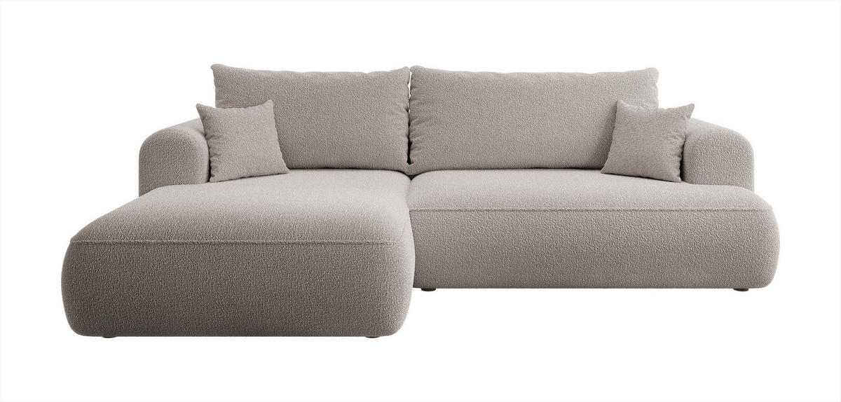ECKSOFA Ovo Dunkelbeige Boucle - Schwarz/Mokka, Kunststoff/Textil (260/165cm) - Selsey