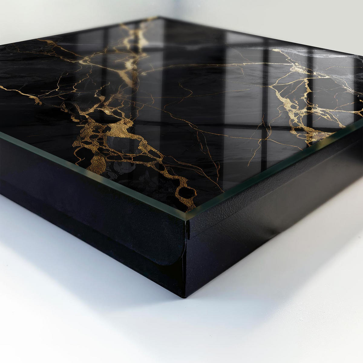 SCHLÜSSELBOX Schwarz 30x30 cm- Türöffnung nach rechts - Elegantes Muster - Schwarz, Metall (30/30/5cm) - TULUP