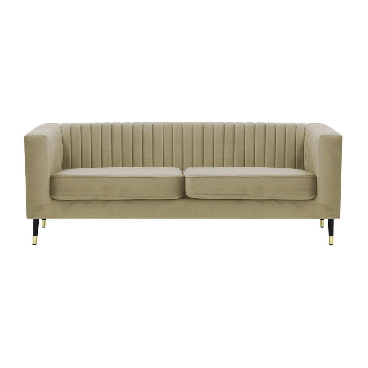 DREISITZER SOFA Slender-Velluto 3 - Sandfarben, Holz/Textil (201/71/83cm) - SLF24