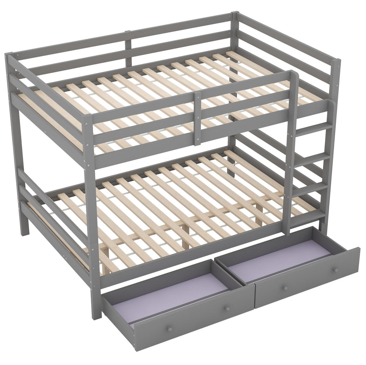 ETAGENBETT 140/200 cm aus Kiefer und MDF mit Stauraum und hohen Geländern Grau - Grau, Holz (140/200cm) - Modenvie