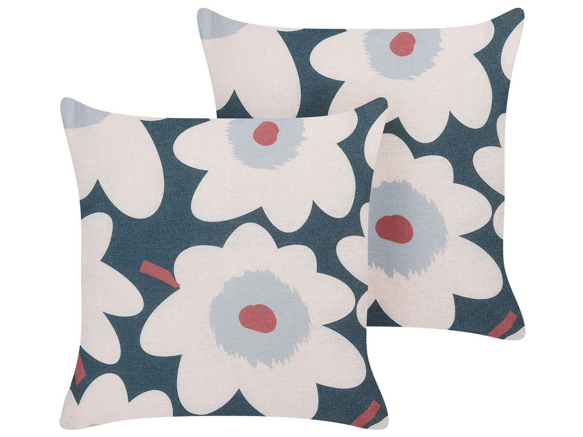 DEKOKISSEN 2er-Set Bunt 45/45 cm Sesbania - Multicolor, Textil (45/45cm) - Beliani
