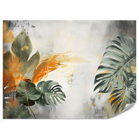 FOTOTAPETE für Schlafzimmer Tropen Monstera Beton Natur Blätter 200x140 - Beige/Orange, Papier (200/140cm) - Muralo