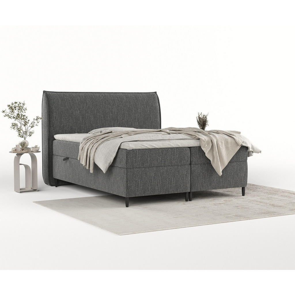 Thumbnail - Maison de Reve Boxbett, Schwarz, Textil, Buche, Kiefer, H3, Höhe ca. 19 cm, 160x200 cm, Oeko-Tex® Standard 100, FSC 100%...