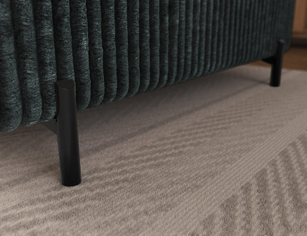 ECKSOFA COLESIO L-Form, Schlaffunktion, Bettkasten, verstellbare Kopfstützen, Wellenfederung, Metallfüße, breiter Cordstoff - Dunkelgrün/Schwarz, Kunststoff/Metall (269/204cm) - Wohnideebilder