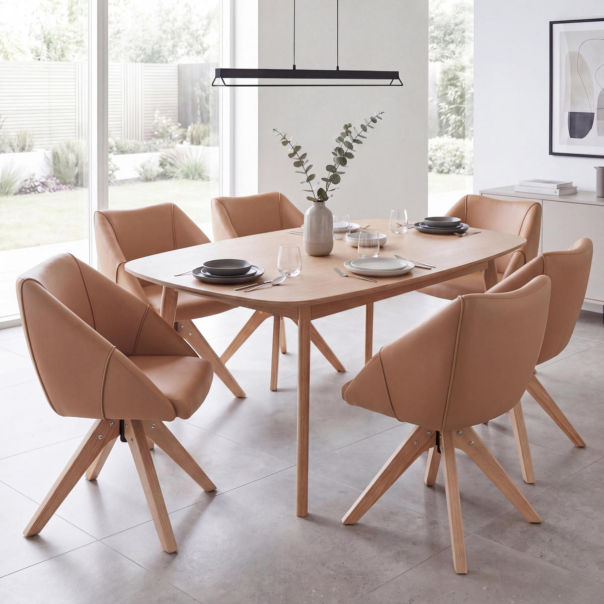 ESSZIMMERSTUHL Hellbraun 6er-Set - Hellbraun, Kunststoff (57/85/60cm) - MCW