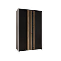 SCHWEBETÜRENSCHRANK 235,2/150/45 3-türig - Schwarz/Weiß, Holz/Metall (150/235/45cm) - Abiks Möbel