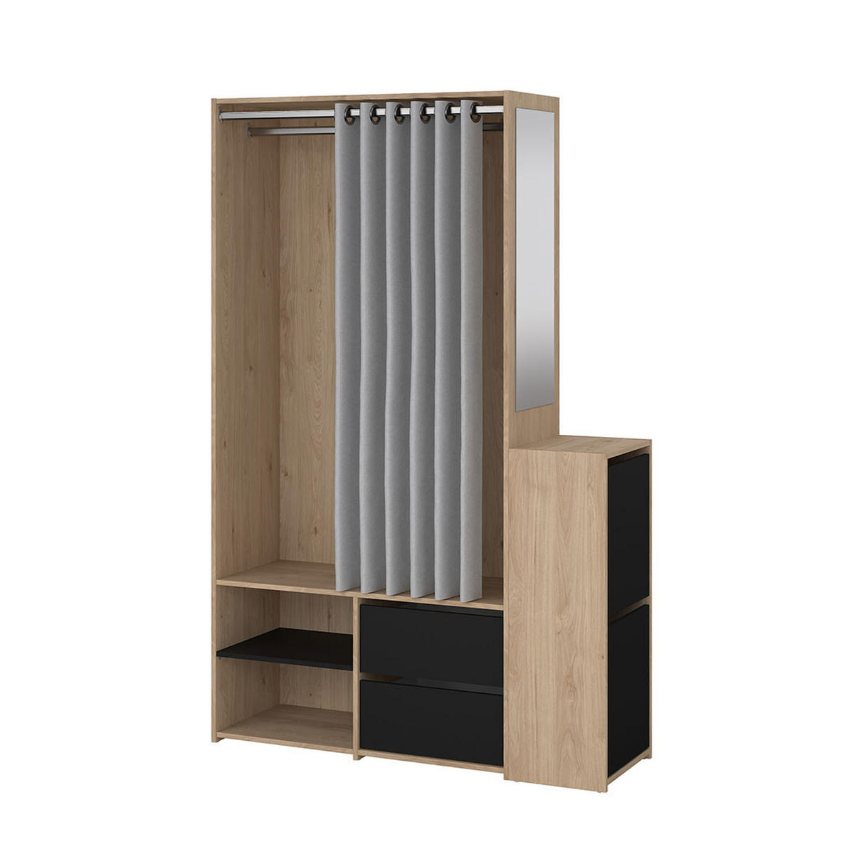 KLEIDERSCHRANK Kimmy Walnussfarben 128/41/198 cm - Walnussfarben/Schwarz, Holzwerkstoff (128/198/41cm) - ebuy24