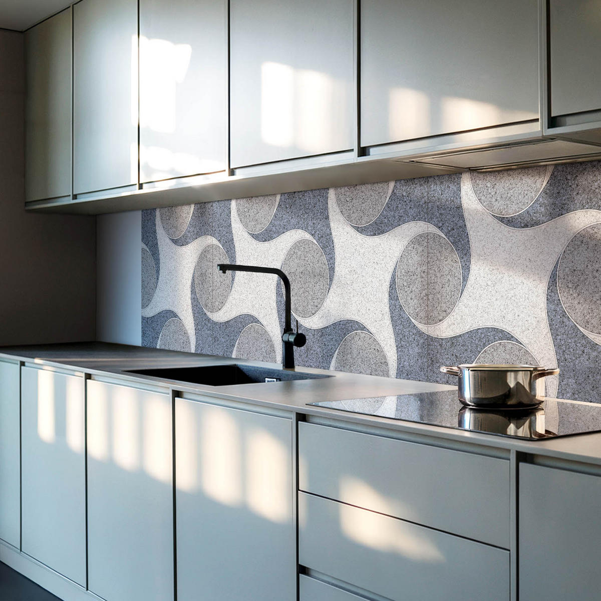 WANDPANEEL 100x50 cm selbstklebend Granitia - Blau/Grau, Kunststoff (50/1.6/100cm) - Wallfluent