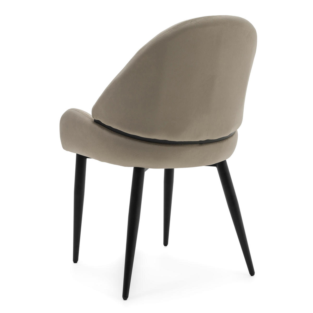 STUHL BERGAMO gepolsterter mit Steppung - dunkelbeige - Samt Velour - Beige/Schwarz, Textil/Metall (56/91/61cm) - NEW HOME