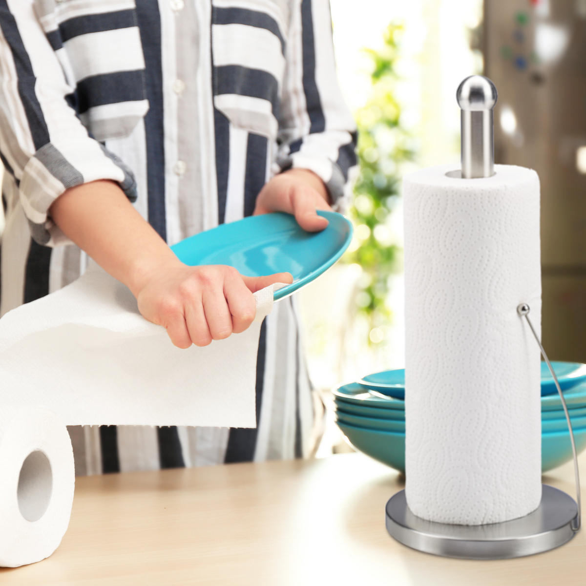 KÜCHENROLLENHALTER - Silberfarben, Metall (15/35/15cm) - Relaxdays