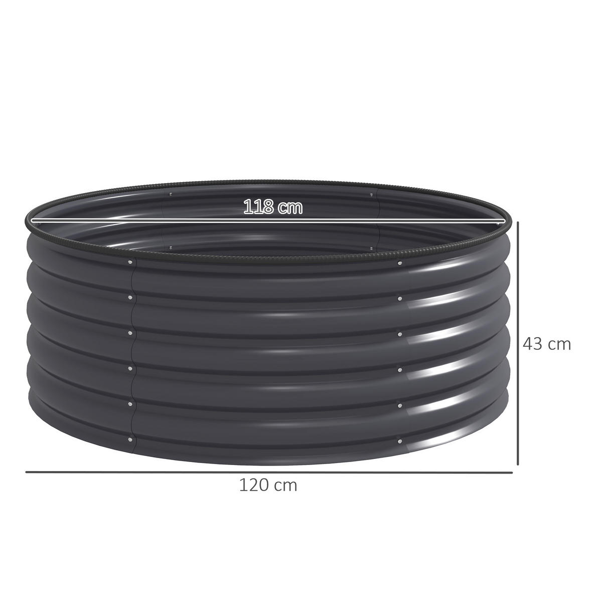 HOCHBEET - Dunkelgrau, Metall (120/43/120cm) - Outsunny