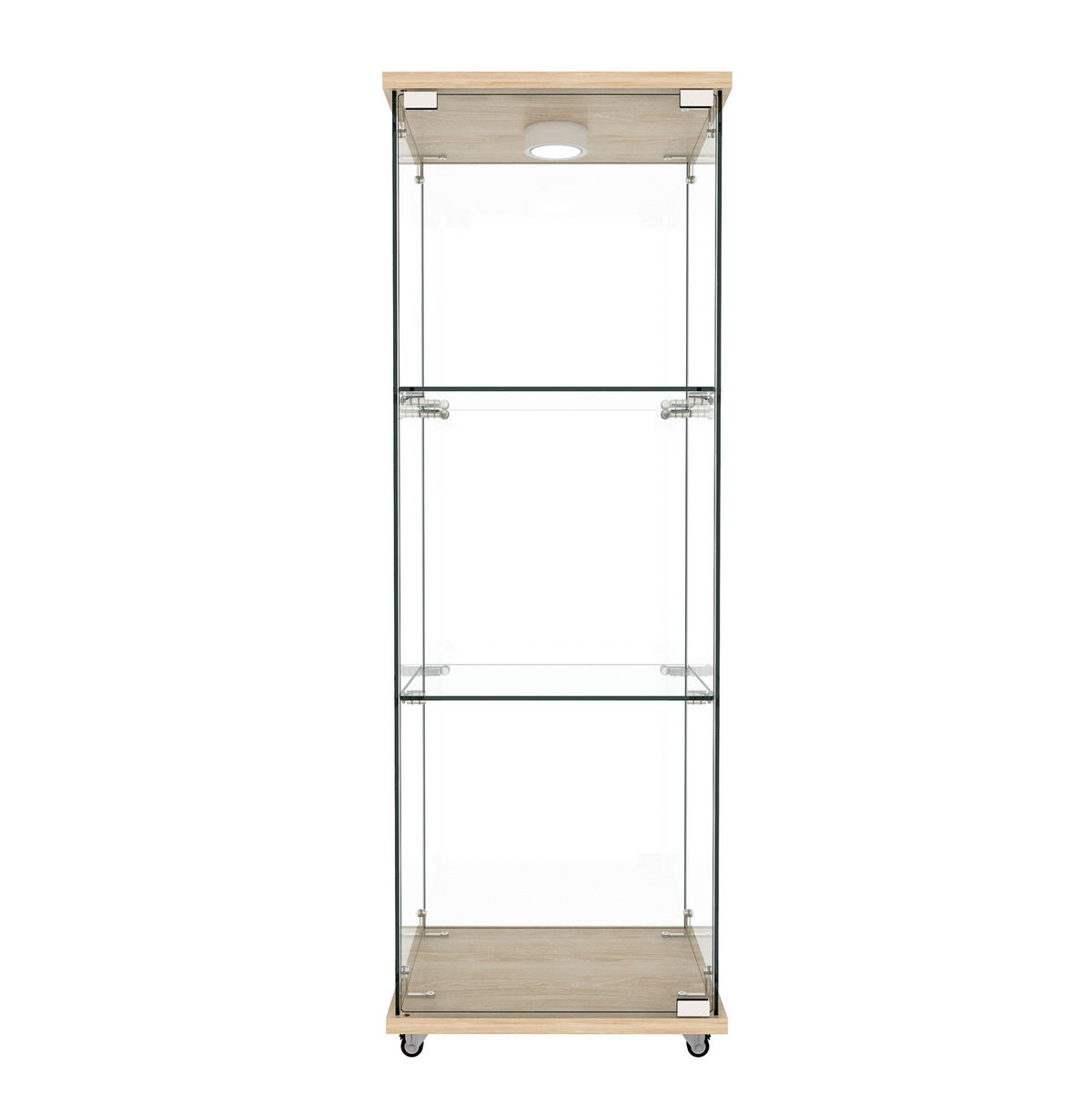 VITRINE aus MDF und Glas 42x36x120 cm Natur mit LED-Beleuchtung und Fernbedienung - Naturfarben, Holzwerkstoff (42.5/120/36.5cm) - IVMEU