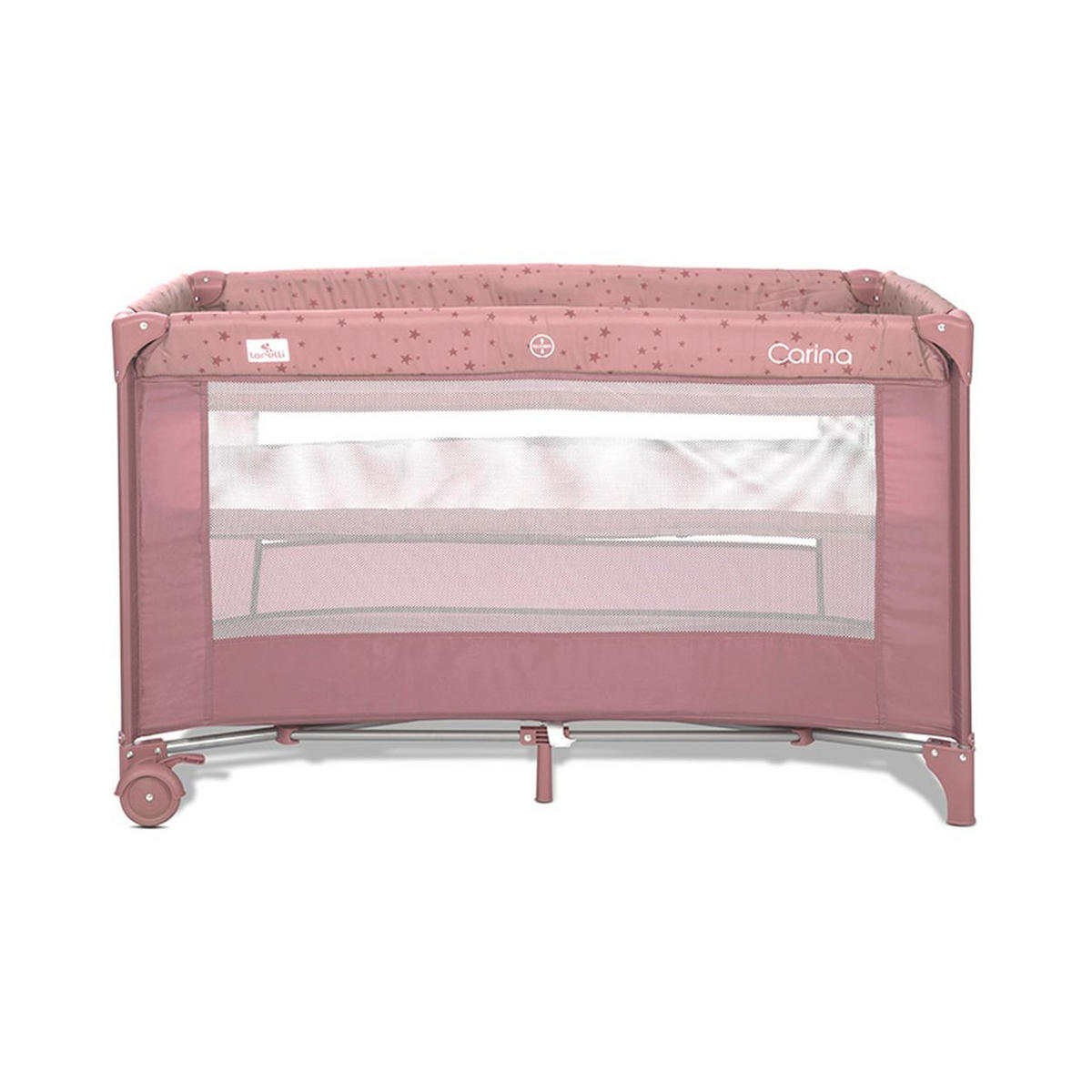 REISEBETT Carina 2 Ebenen pink Matratze Tragetasche faltbar Räder mit Bremse - Pink, Kunststoff (67/125cm) - Lorelli