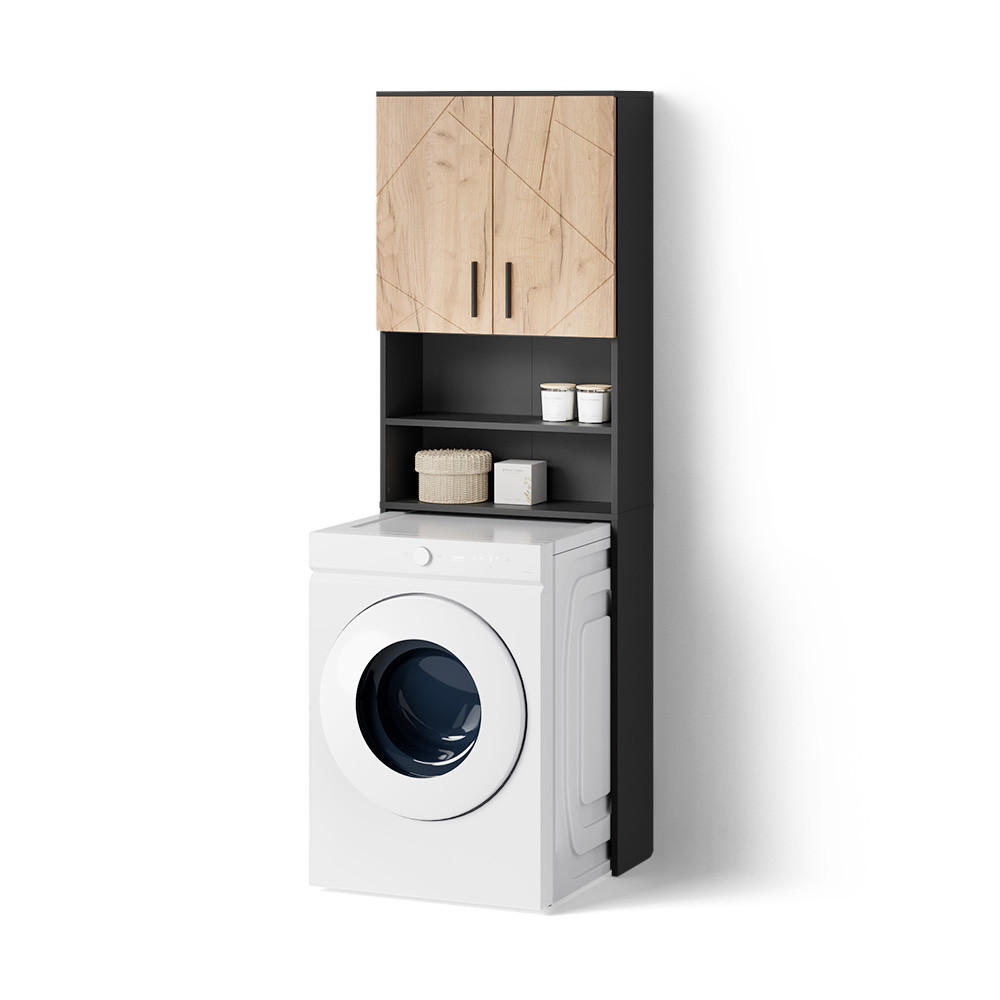 WASCHMASCHINENSCHRANK Ronco Goldkraft Eiche/Anthrazit 64 x 190.5 cm - Eiche Wotan, Holzwerkstoff (64/190.5/26cm) - Livinity®