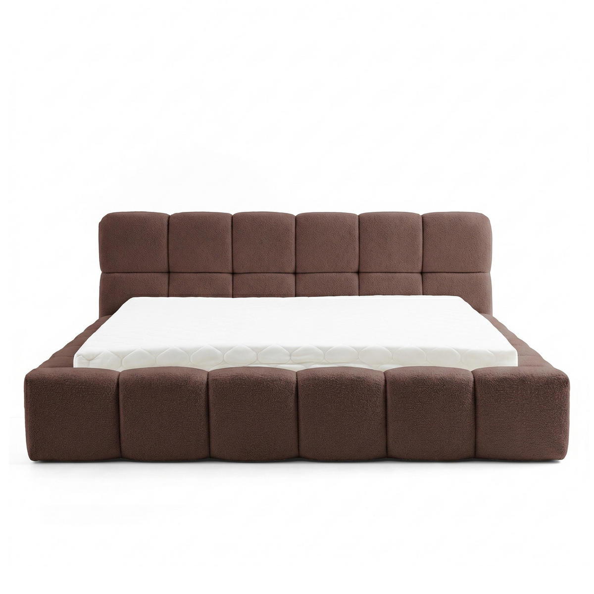 POLSTERBETT AMITY 140x200 cm in Terrakotta, gepolstertes Kopfteil, Lattenrost, Bettkasten, Bouclé-Stoff - Terracotta/Naturfarben, Holz/Textil (140/200cm) - Muffo