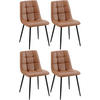 STUHL 4er Set Lederlook dunkelbraun - Dunkelbraun/Schwarz, Textil/Metall (45/84/55cm) - CLP