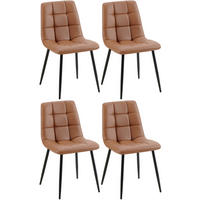 STUHL 4er Set Lederlook dunkelbraun - Dunkelbraun/Schwarz, Textil/Metall (45/84/55cm) - CLP