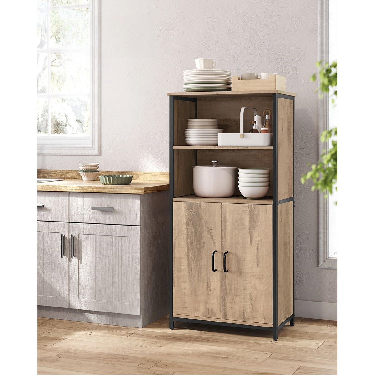 KÜCHENSCHRANK PARIS - Braun, Holzwerkstoff (60/124.5/35cm) - Hansiro