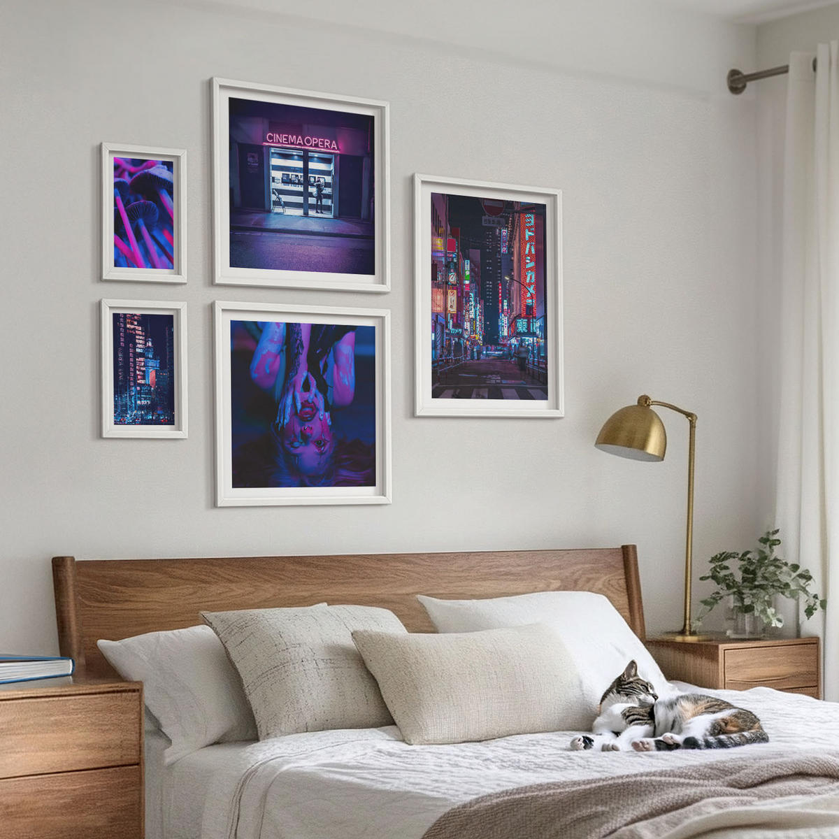 WANDBILDER 5er-Set - 50x50 cm & 20x30 cm & 40x60 cm Weißer Rahmen - Kosmische Sternenlandschaften - Weiß, Kunststoff (40/60cm) - ArtPrintCave