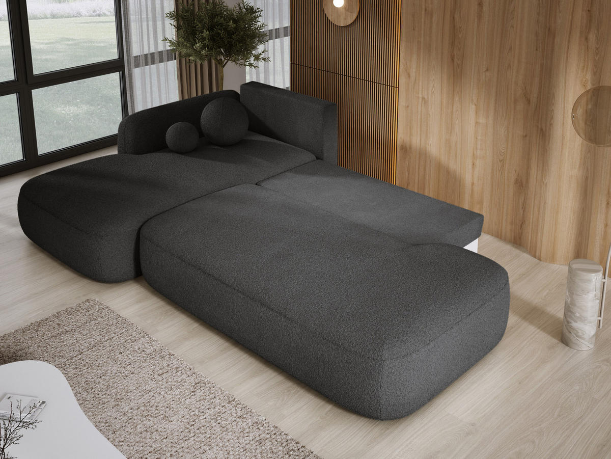 ECKSOFA BABU Mit Bettfunktion – Moderne Polsterecke Für Wohnzimmer Funktionales Schlafsofa Im Stoff NOW OR NEVER, 300x105x60cm, Linke, SCHWARZ - Anthrazit, Holz/Textil (190/300cm) - DomoHome