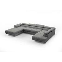 WOHNLANDSCHAFT Gianluca - Grau, Holzwerkstoff/Textil (205/90/345cm) - Fun Möbel
