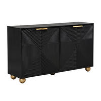 SIDEBOARD 120 cm in Schwarz mit 3D-Relief-Fronten & 4 Türen - Schwarz, Holzwerkstoff/Metall (120/71.5/35cm) - Urban Meuble