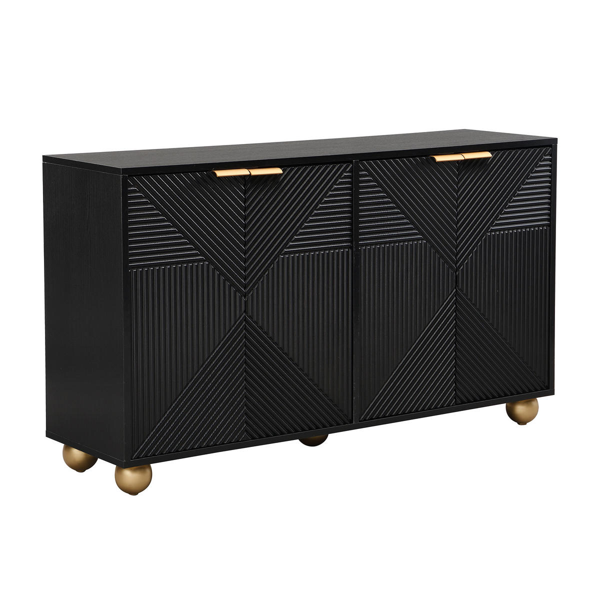 SIDEBOARD 120 cm in Schwarz mit 3D-Relief-Fronten & 4 Türen - Schwarz, Holzwerkstoff/Metall (120/71.5/35cm) - Urban Meuble