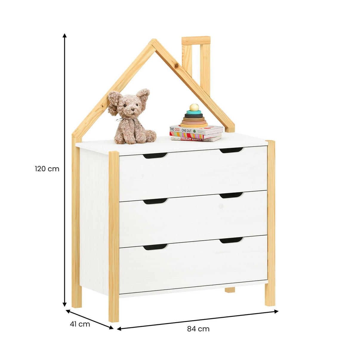 KOMMODE ELANO natur/weiß - Naturfarben/Weiß, Holz (83/120/41cm) - IDIMEX