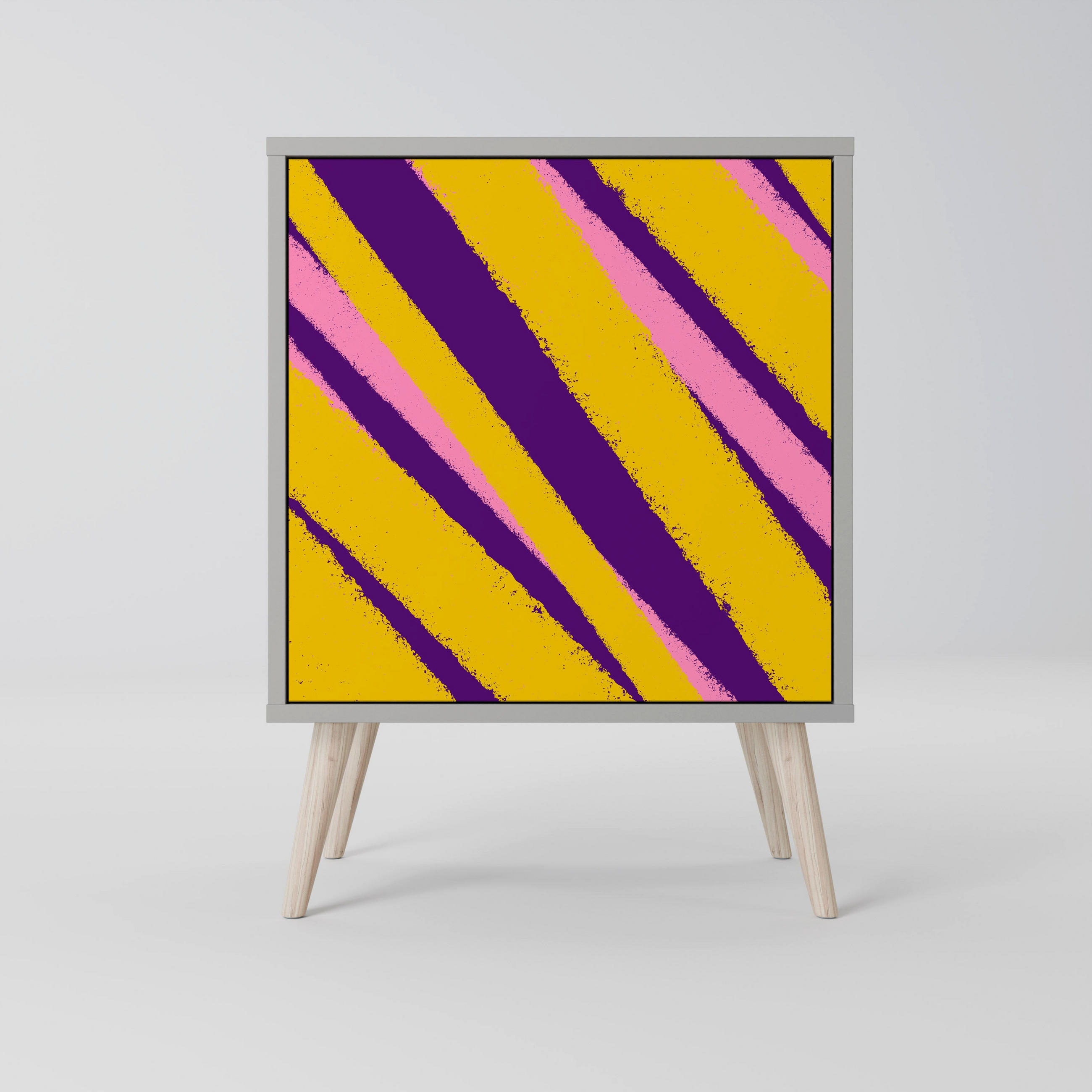 SIDEBOARD DREAMS COME TRUE, Grau, 57,5x42x77,5 cm, Schräge Buchenholzfüße - Buchefarben/Multicolor, Holzwerkstoff/Buchenholz (57.5/77.5/42cm) - SpaceRebels