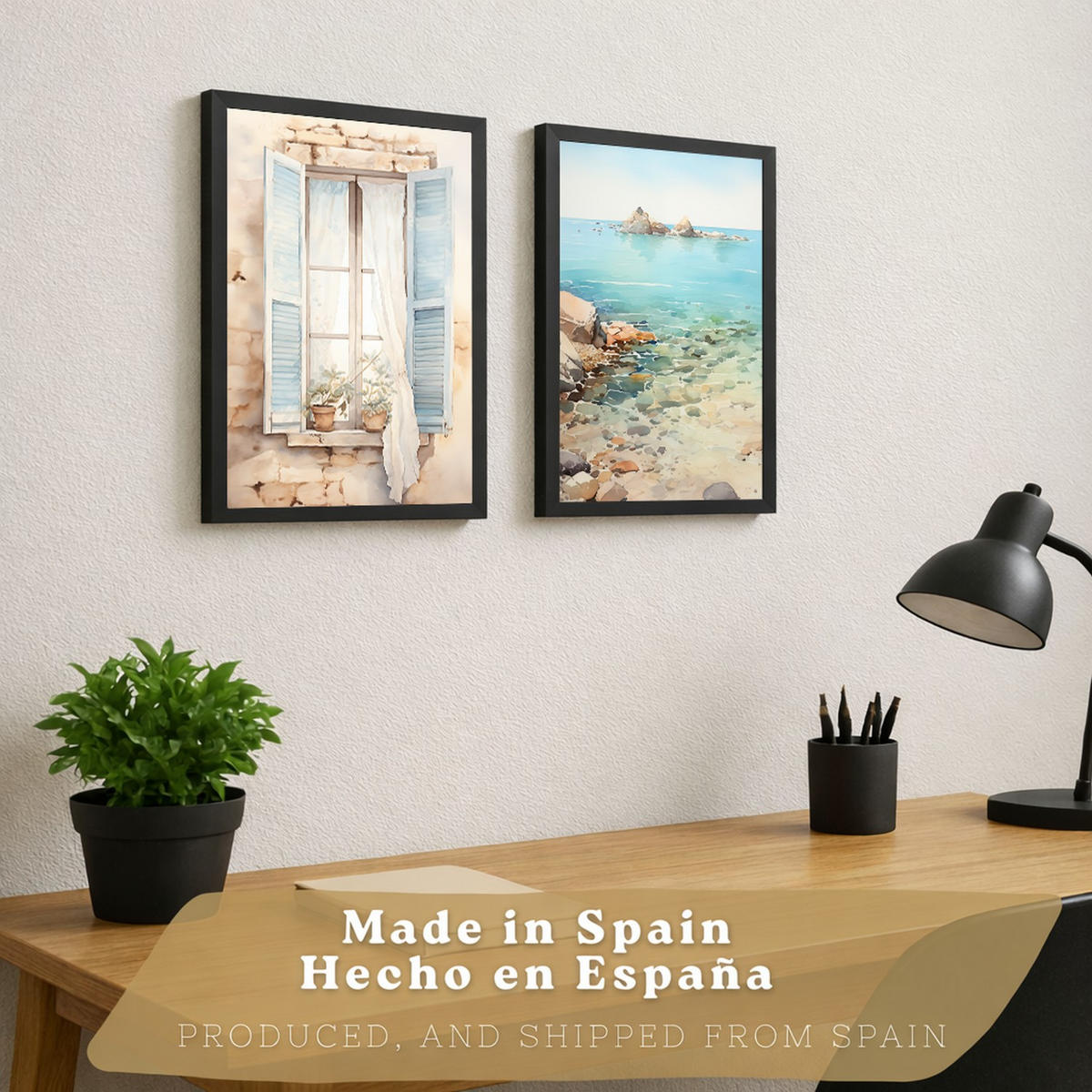 PLAKAT Sada 2 Tyrkysová voda A3 Černý rám - černá, papír (29.7/1/42cm) - Nacnic