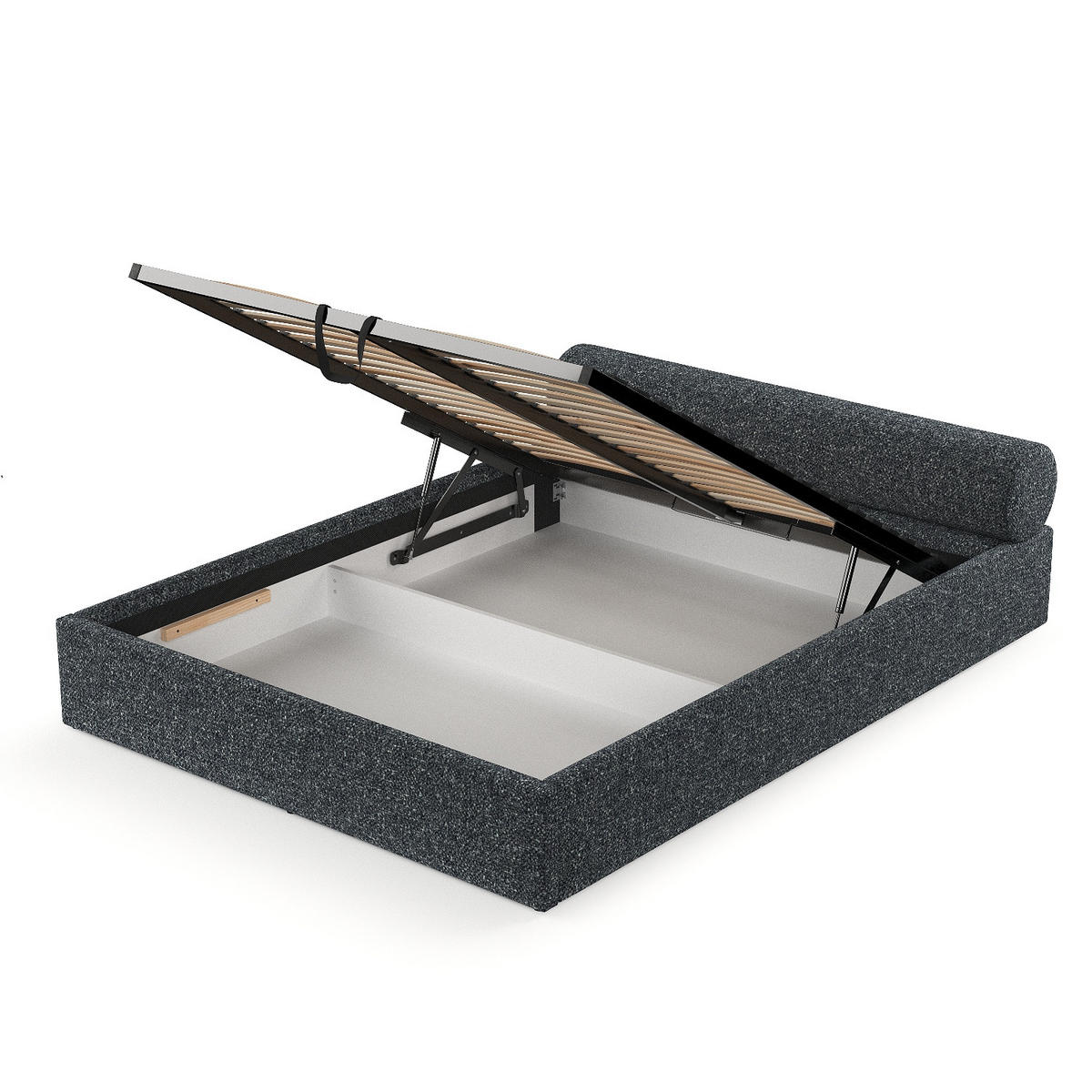 POLSTERBETT Solvo mit Stauraum 180/200 cm Grau im Blur Stoff - Schwarz/Naturfarben, Holz/Holzwerkstoff (180/200cm) - AltaBeds