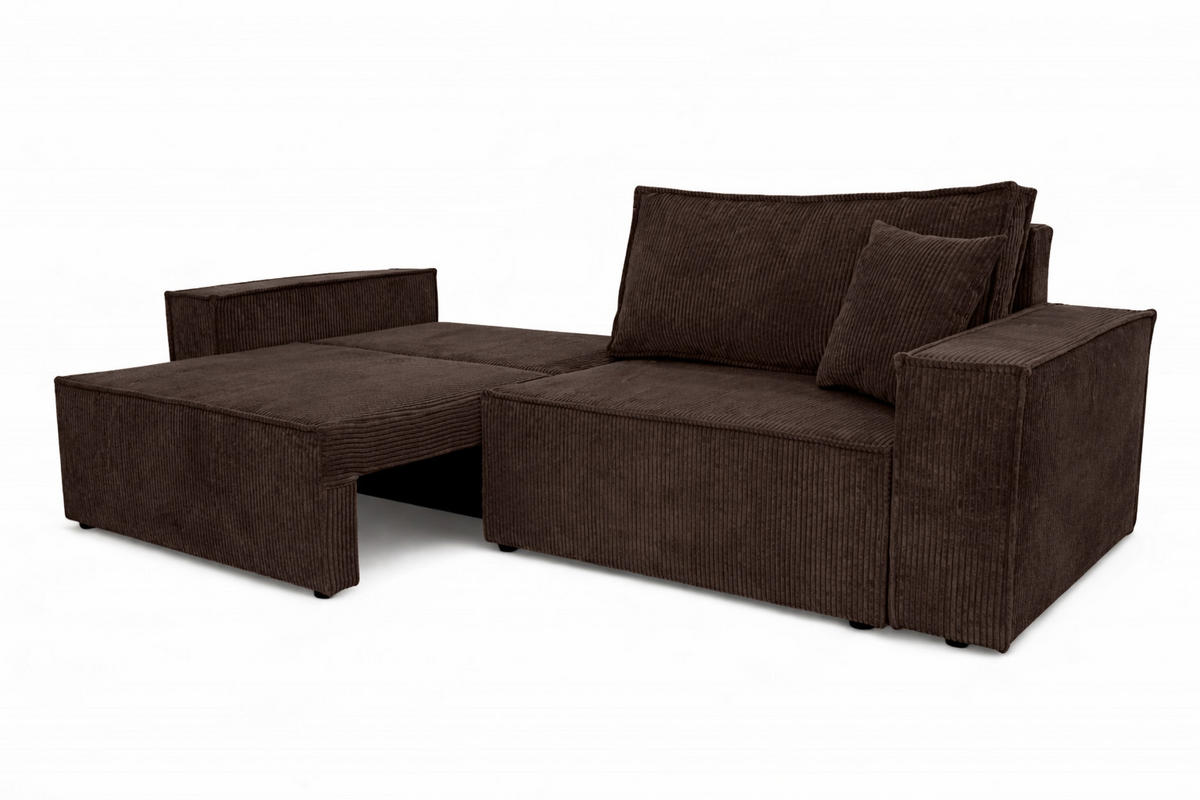 SOFA Mit Schlaffunktion Und Bettkasten, Cordstoff Poso, Braun, BEST SCORNER - Braun, Holz (245/83/90cm) - Kaiser Möbel