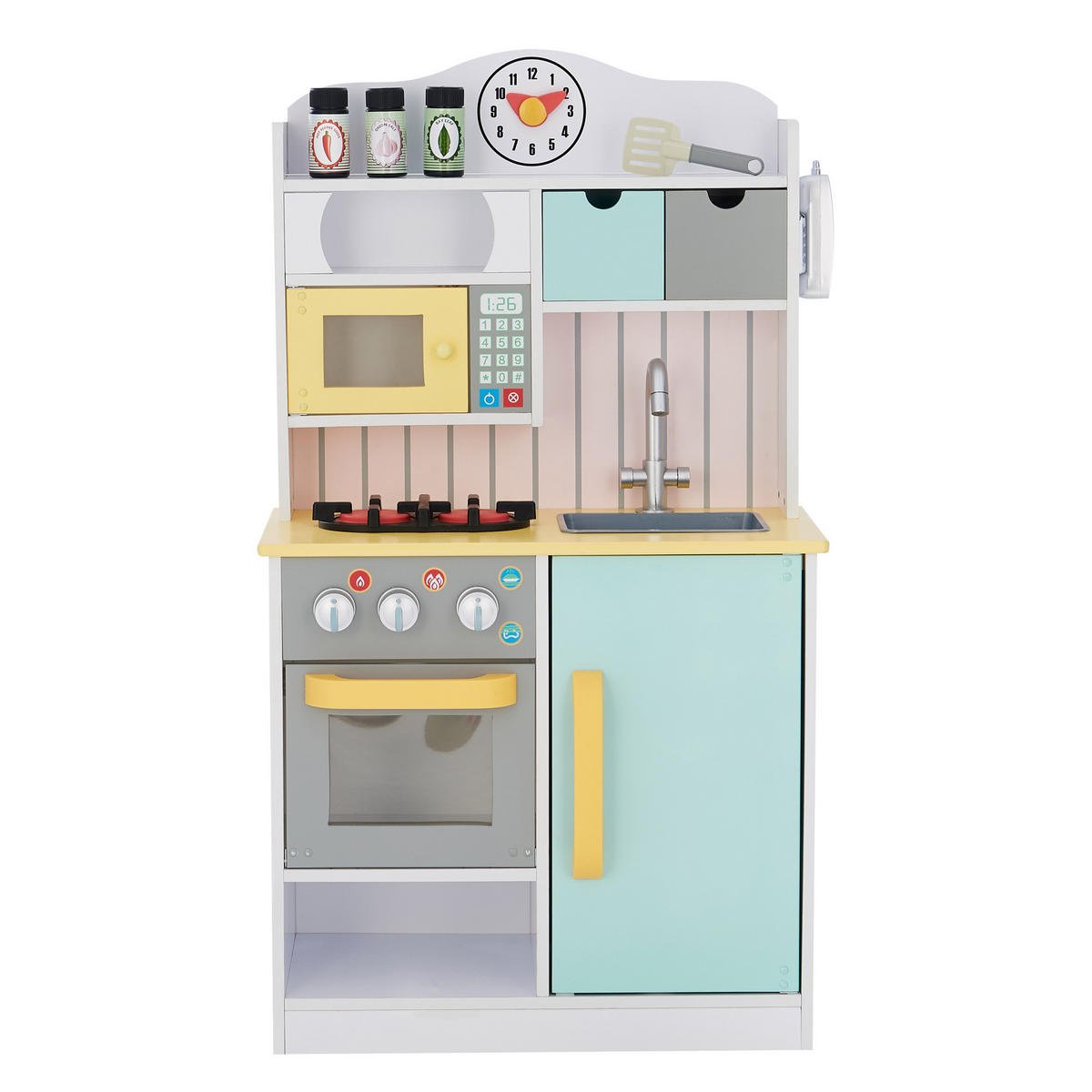 KINDERKÜCHE Spielküche, Grün/Gelb, 90cm - Grün, Holzwerkstoff (55/30/90cm) - Teamson Kids