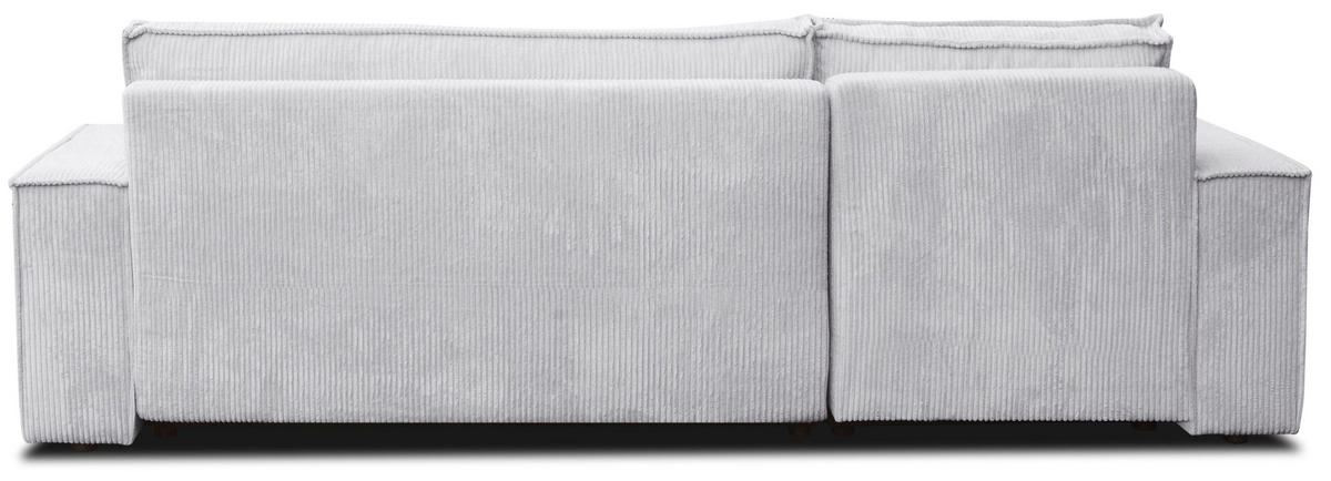 ECKSOFA Hugo L in L-Form mit Schlaffunktion und Bettkasten, Farbe: Hellgrau, Cordstoff, Ottomane Unsiversal - Hellgrau, Textil (244/145cm) - VENASI MÖBEL