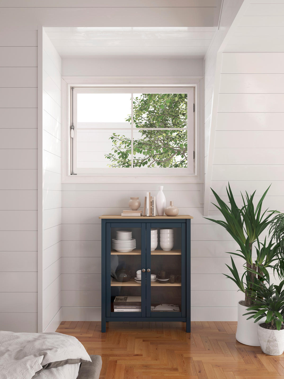 ESSZIMMERSCHRANK Misti Blau 90/40/110 cm - Blau, Holz (40/110/90cm) - Calicosy